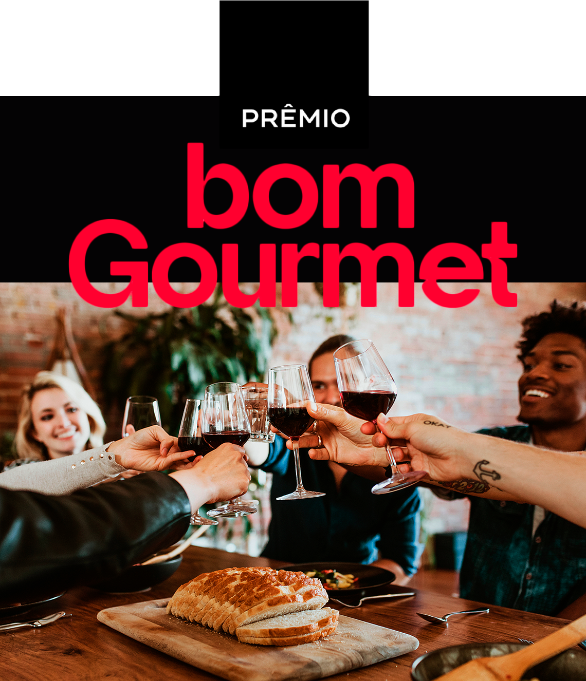 Logo Bom Gourmet aplicada sobre imagem